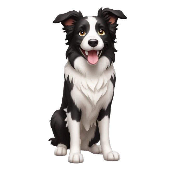 A cute Border Collie with its two front legs raised and smiling sticker