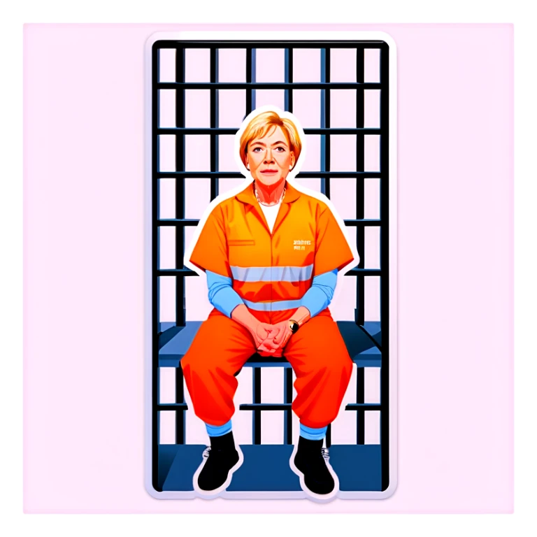 Gov Janet mills arrested in an orange jumpsuit behind bars sticker
