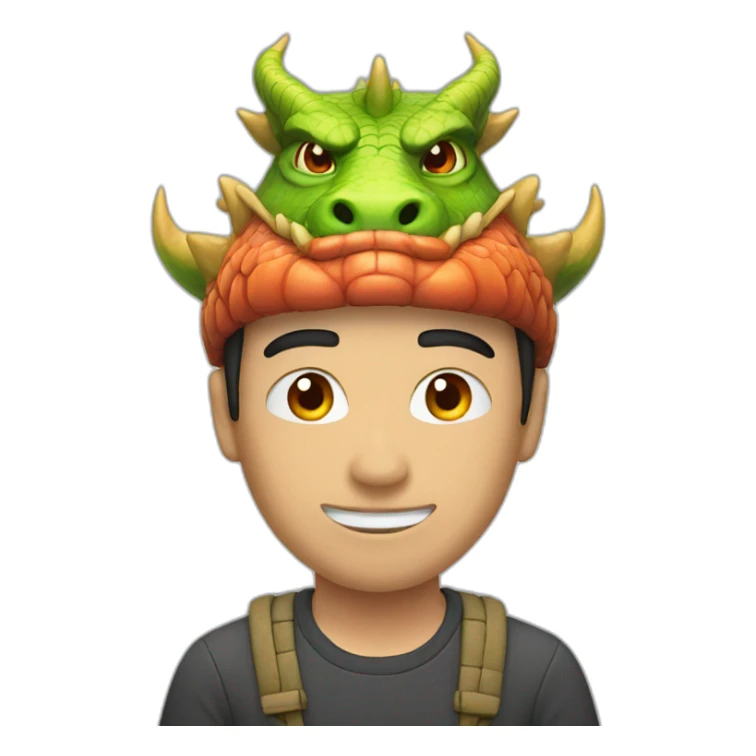 asian man with dragon helmet sticker