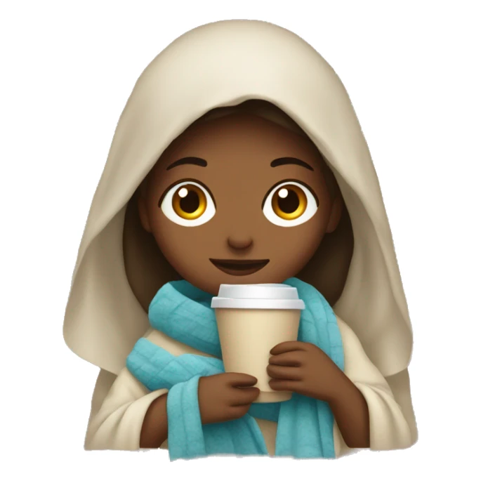 girl with blanket and coffee sticker