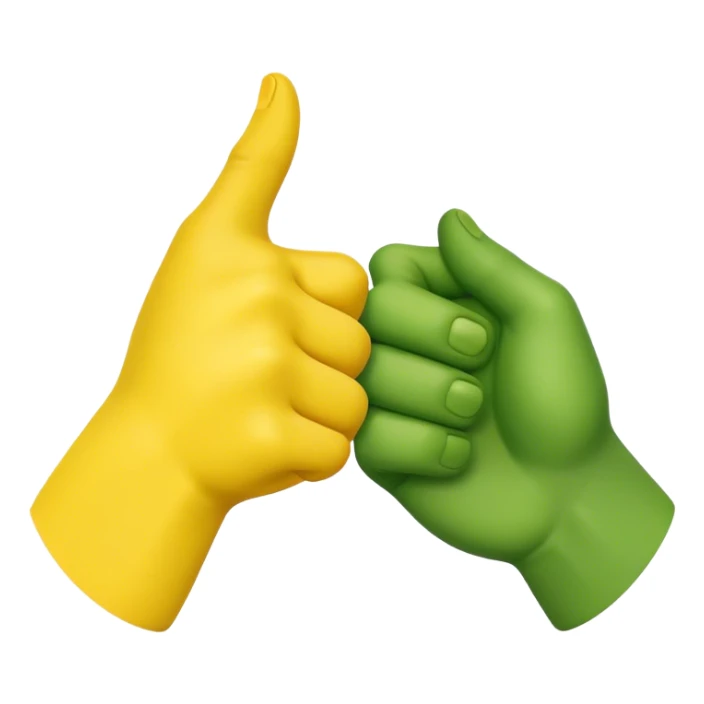 green hand and yellow hand handshake sticker