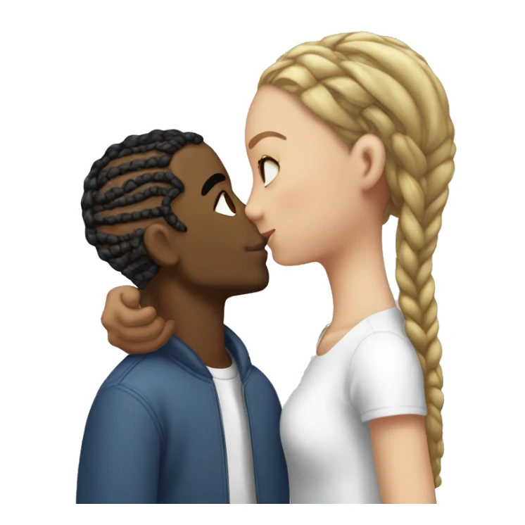 black man with cornrows kissing white brunette girl sticker