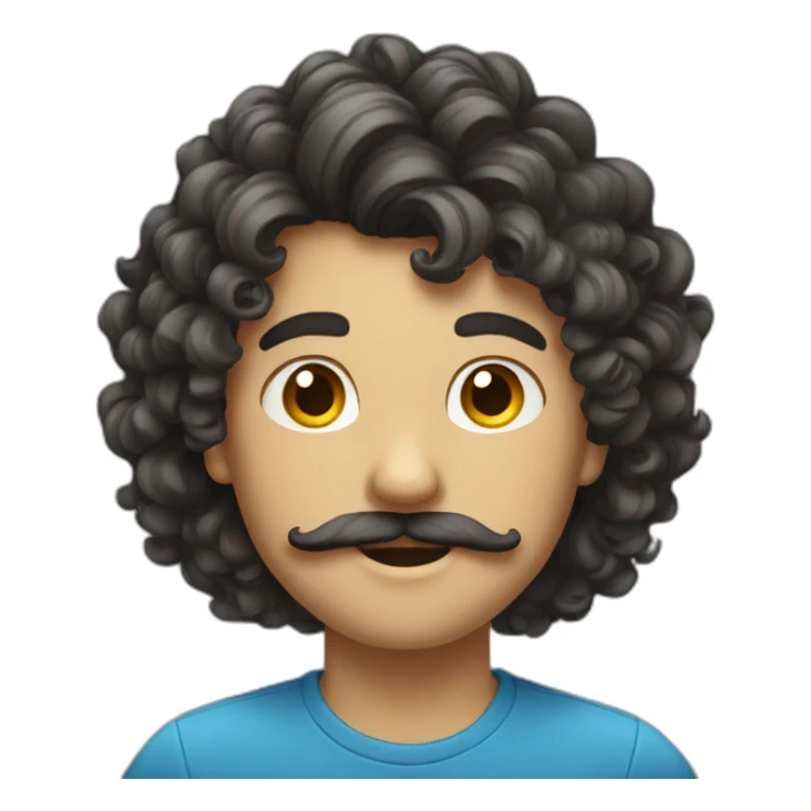boy with long curly hair and moustache  sticker