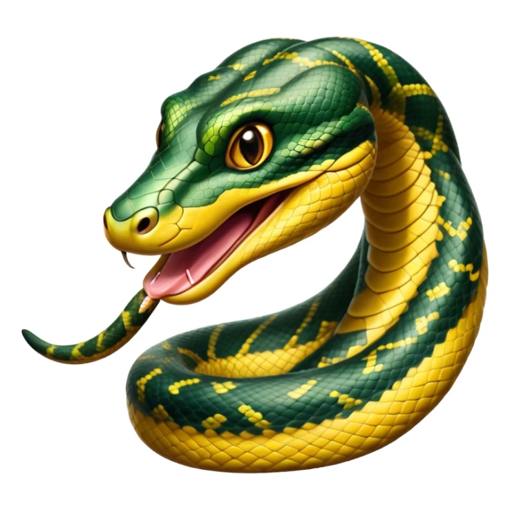 Cinematic Comical Anaconda Portrait Emoji, Head tilted dramatically with an exaggeratedly shocked expression, featuring a robust, patterned body with wide, comically expressive eyes full of humorous disbelief, Simplified yet hilariously expressive features, highly detailed, glowing with a slightly sassy jungle glow, high shine, dramatic yet playful, stylized with an air of quirky reptilian attitude, soft glowing outline, capturing the essence of a meme-worthy anaconda that looks ready to side-eye its way into viral fame! sticker