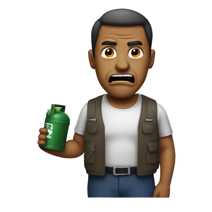 An angry man with oil can sticker