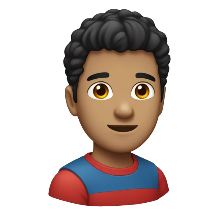Guy with red t-shirt, black hair, light skin, blue eyes sticker