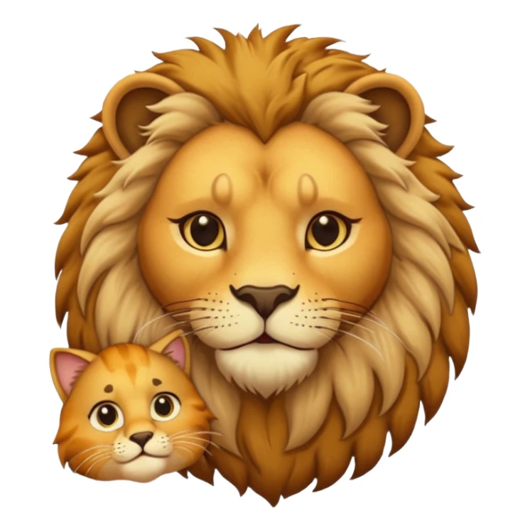 Animal Gato tocando la cabezo de un leon sticker