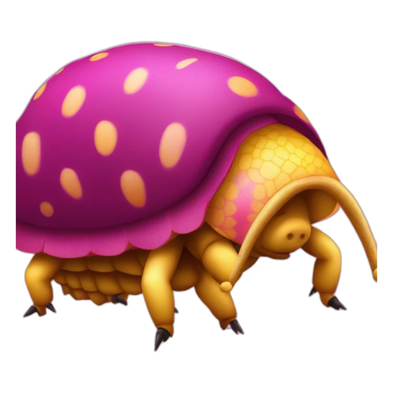 Magenta pig armadillo centipede insect with yellow and black spots gradient mottled sticker