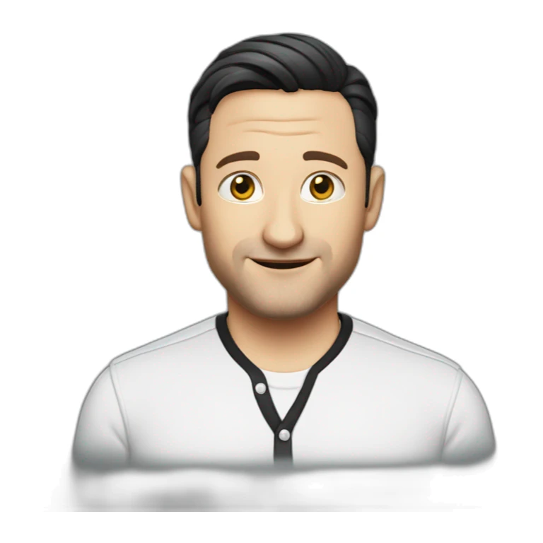 tim robinson dark black slicked back hair white shirt sticker