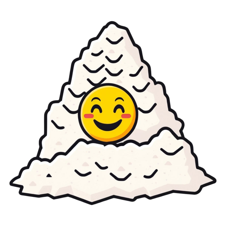 happy emoji with a pile of salt in front of it sticker