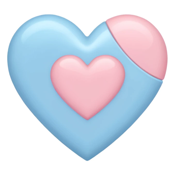 a heart with pastel blue on one side and pastel pink on the other sticker