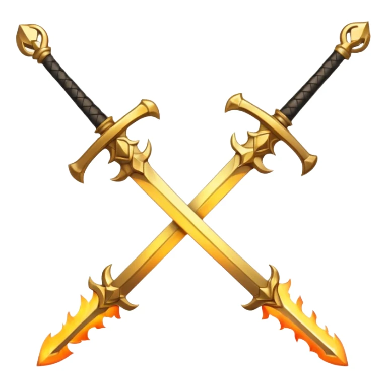 Two fiery royal golden swords crossed sticker
