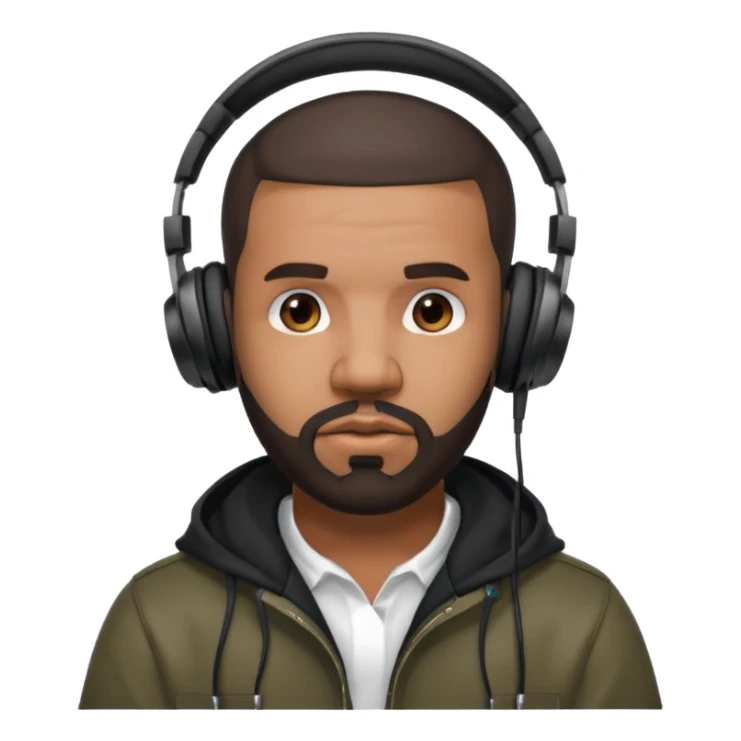 drake meme style rapper with beard headphones sticker