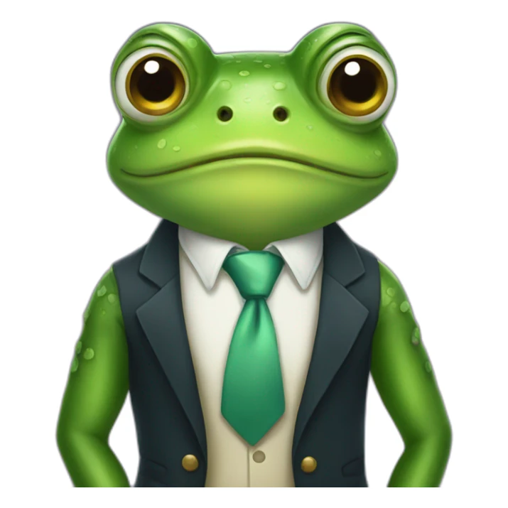 Cute frog with charming eyes and cute face with a tie dressed well sticker