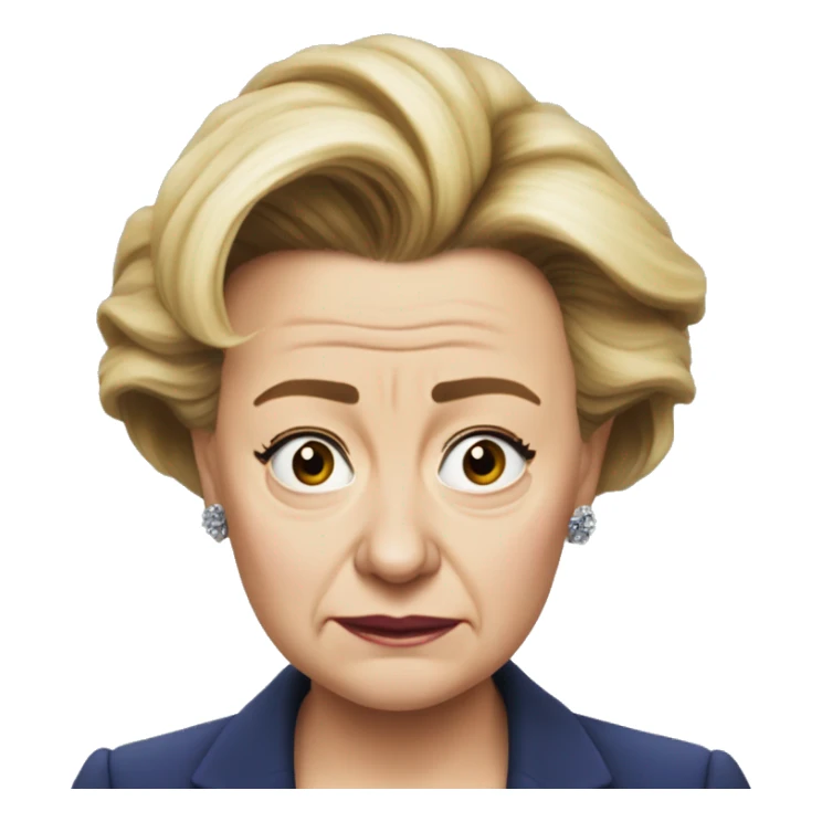 photorealistic Ursula von der Leyen sad sticker