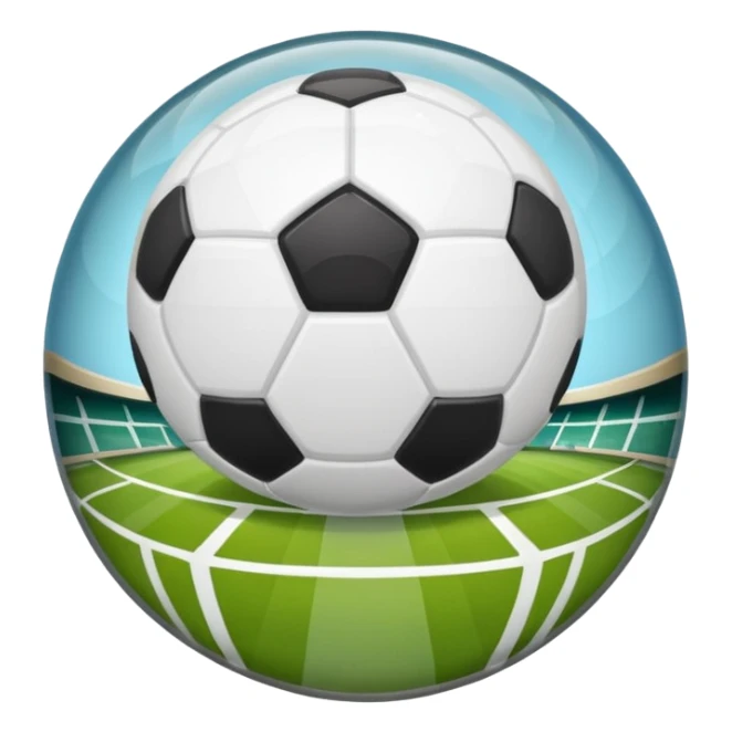 crystal ball with a soccer field inside, emoji style sticker