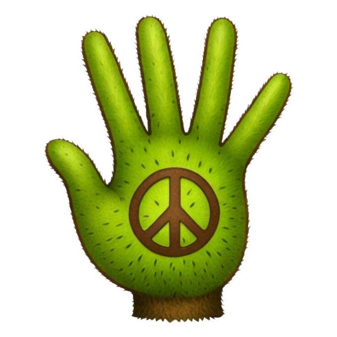 Peace sign hand emoji but its kiwi skin sticker