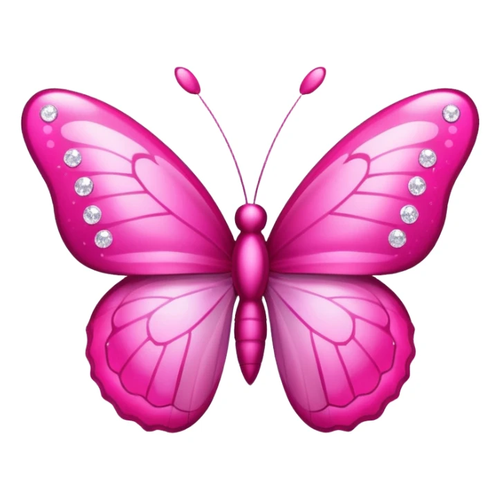 pink butterfly emoji, with sparkles, vibrant pink, apple style sticker