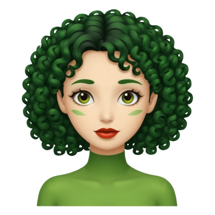zumbi verde com cabelo cacheado feminina sticker