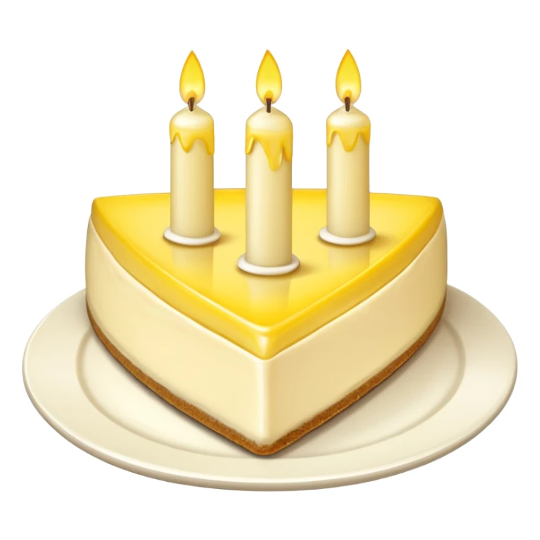 triangle lemon cheesecake on plate and birthday candles sticker