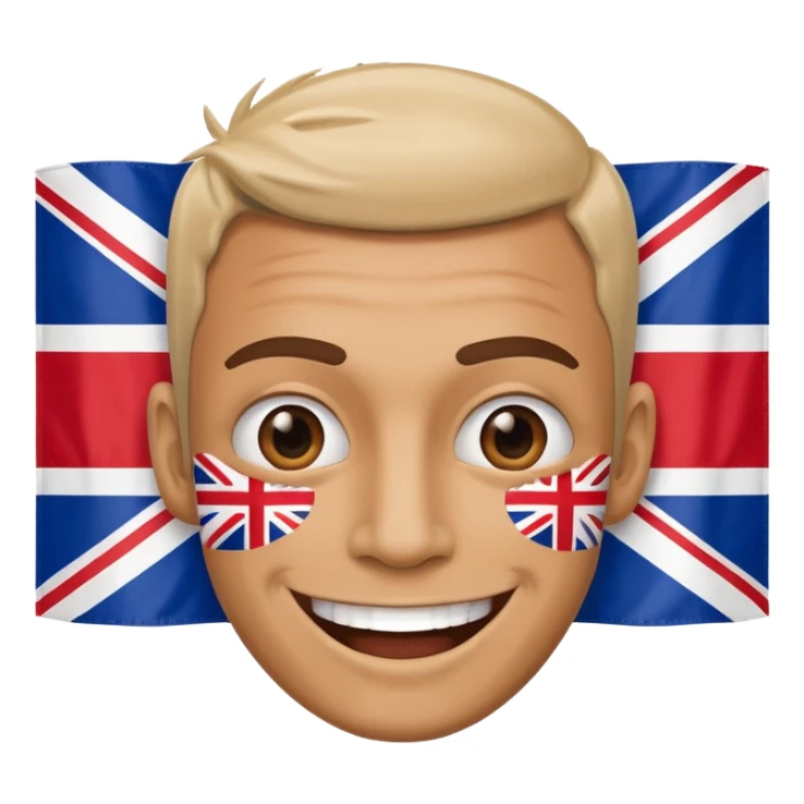 cool crazy guy with face half of UK flag sticker