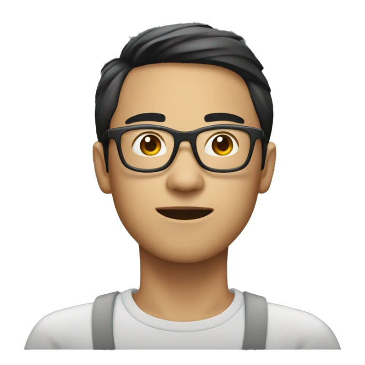 young Asian man with glasses and longish hai sticker