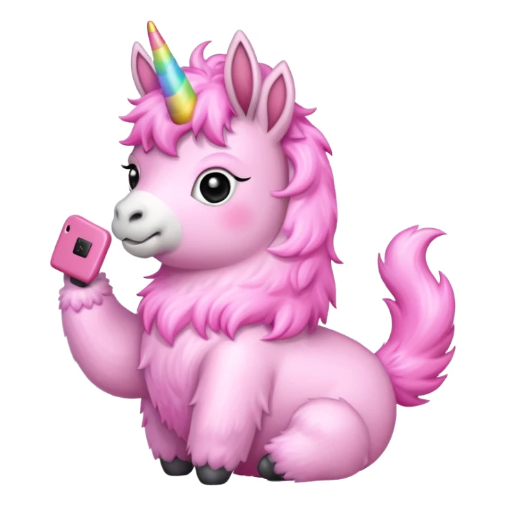  Pink Llamacorn on the phone  sticker
