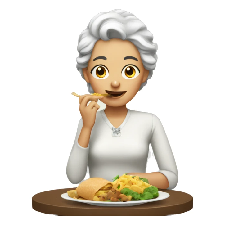 Lady eating sticker