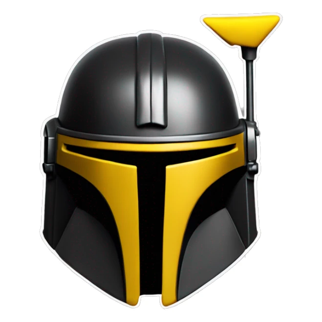 Mandalorian helmet black and yellow with antenna sticker