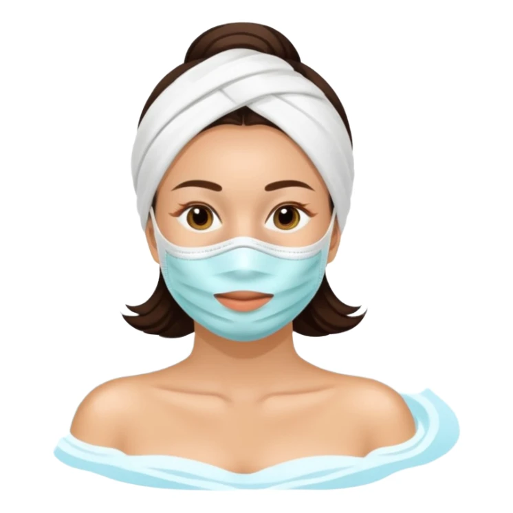 Lady with face mask spa beauty full face relaxing sticker