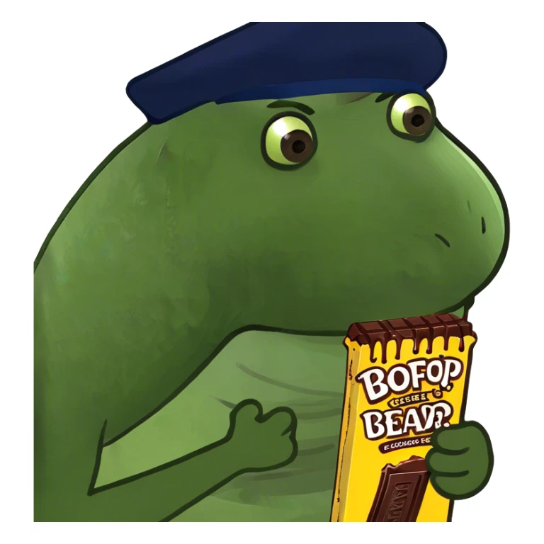 Brown fella tall wide eating a big chocolate bar  sticker