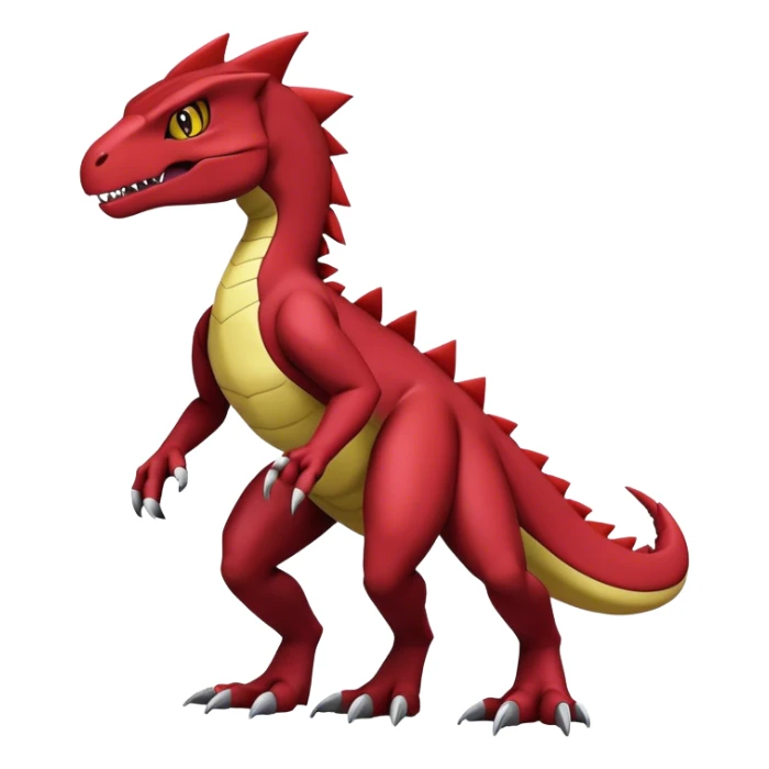  Cool Edgy Dark Maroon Guilmon-Charmeleon-Digimon-Fakemon-Velociraptor full body sticker