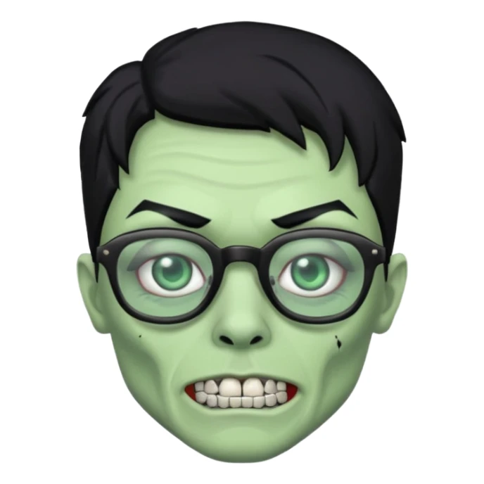 A zombie with glasses black hair and diamond teeth sticker