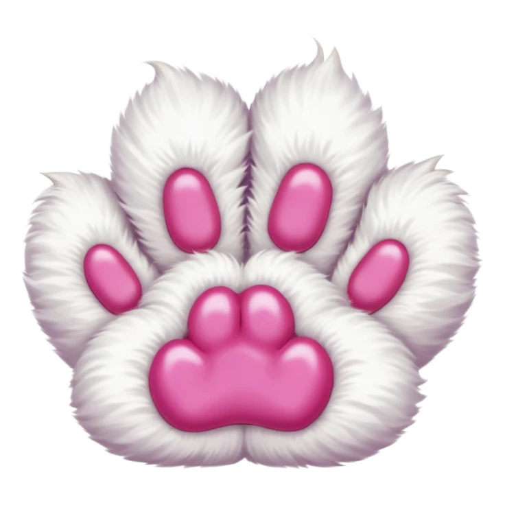 white cat paw with arm, from the bottom, vivid pink toe beans, cute sticker