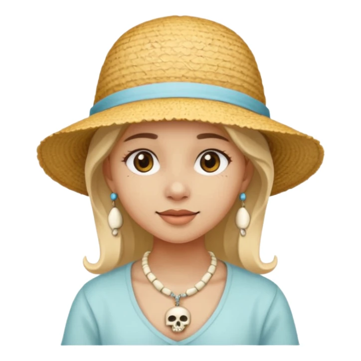 Hatted ancient girl wearing Bone Necklaces sticker