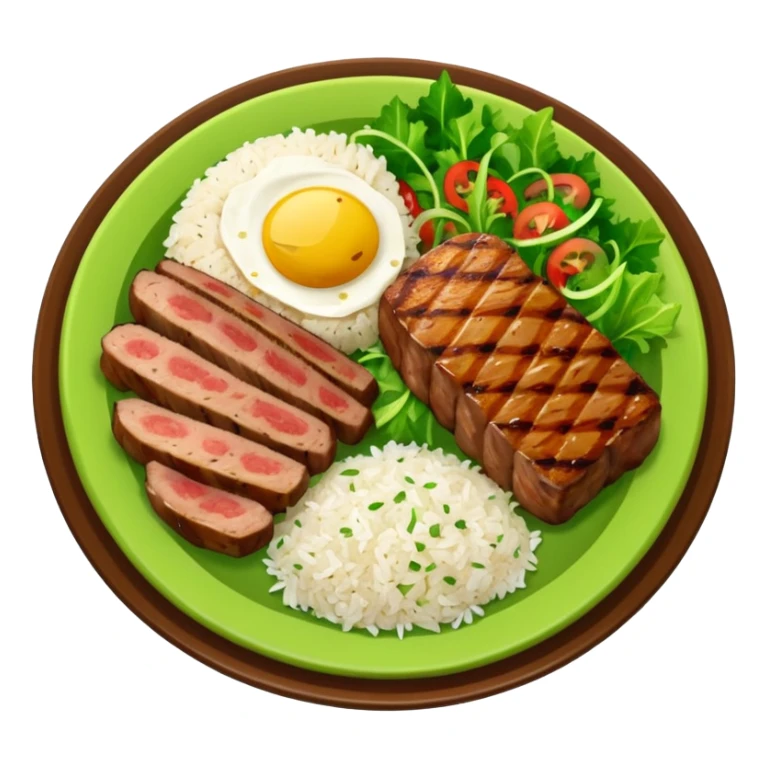 Brazilian dish with salad, rice and meat sticker