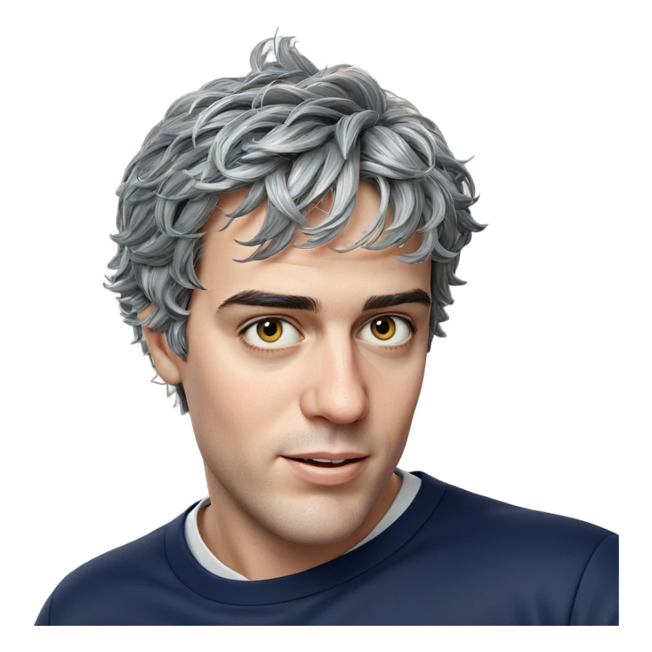 grey haired boy portrait sticker