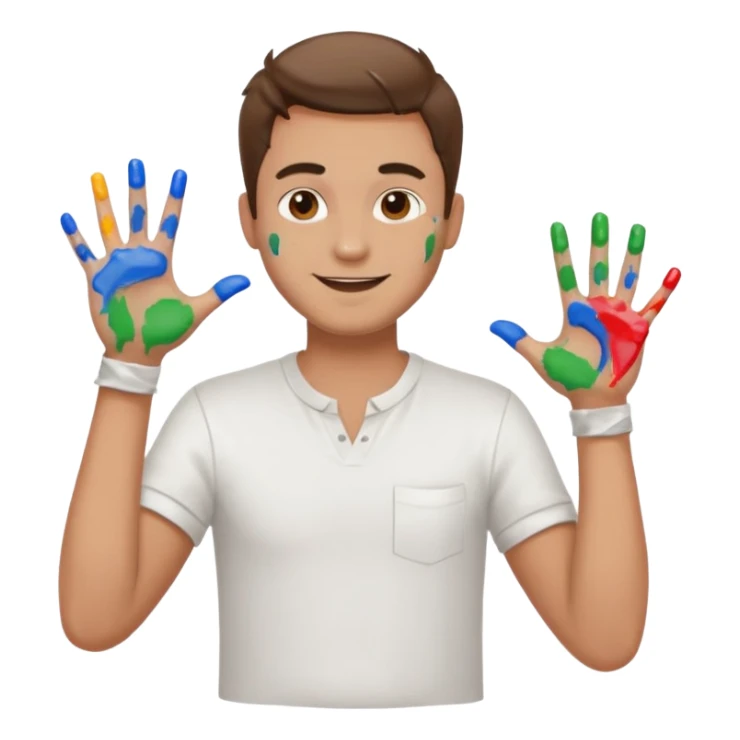 happy man painting a picture full body sticker