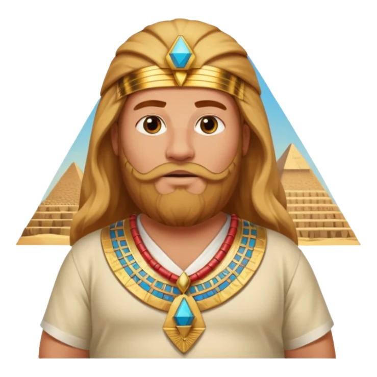 fat male blond reddish long hair agent with three-day-beard in egypt with pyramid. sticker