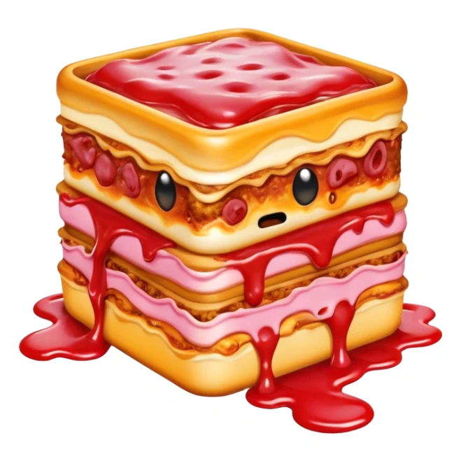 melted pink dripping sauce SPAM MEAT lasagna monster sticker