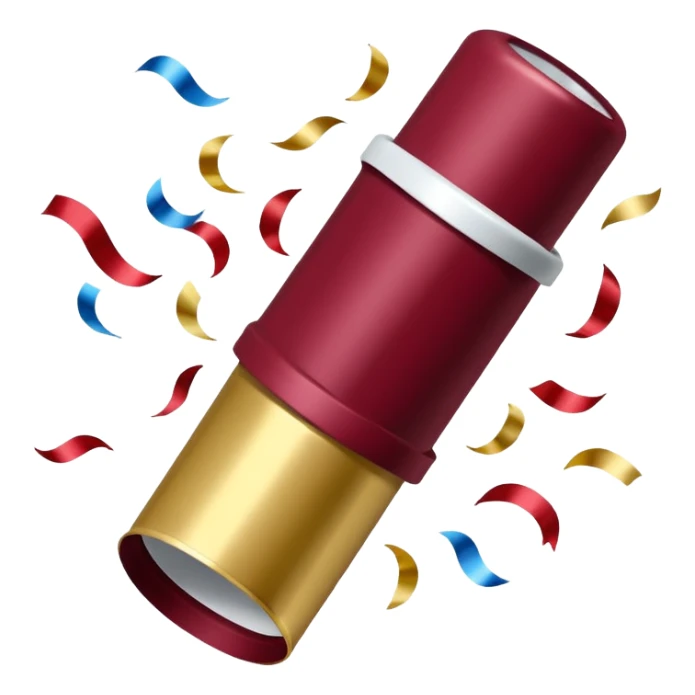 Burgundy and white confetti popper sticker