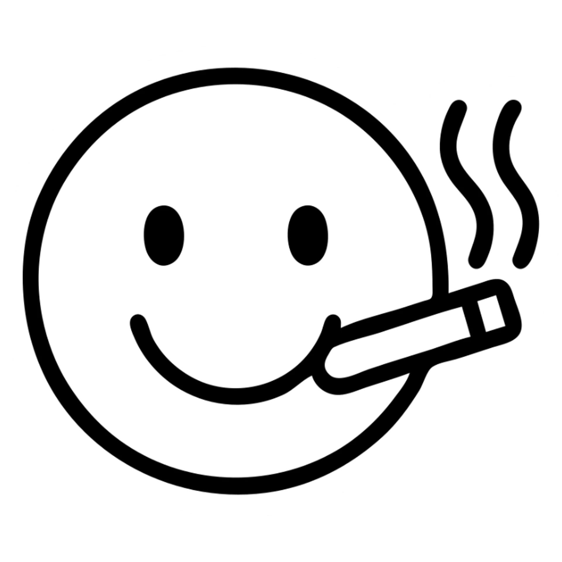 smiling emoji face smoking a cigarette sticker