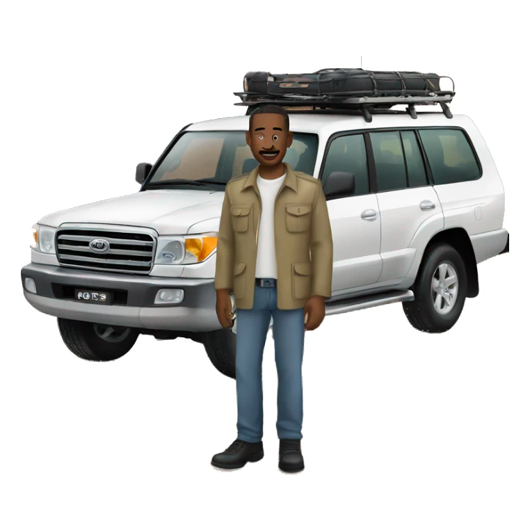 Man standing next to his Land Cruiser  sticker