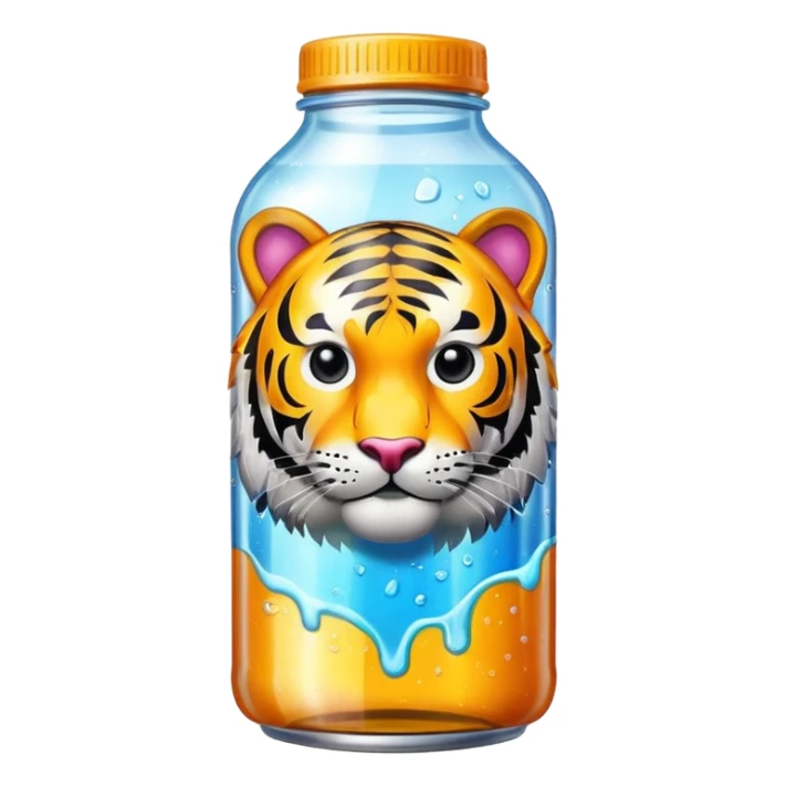 a glass bottle energy drink with a tiger on it sticker