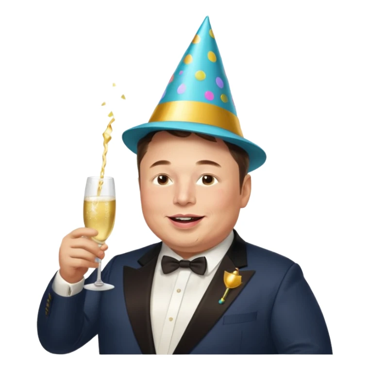 overweight happy realistic elon musk partying sticker