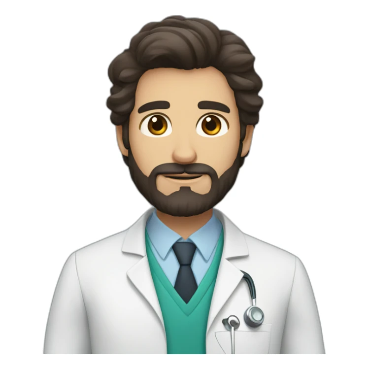 doctor with long dark brown hair and beard, big brown eyes sticker