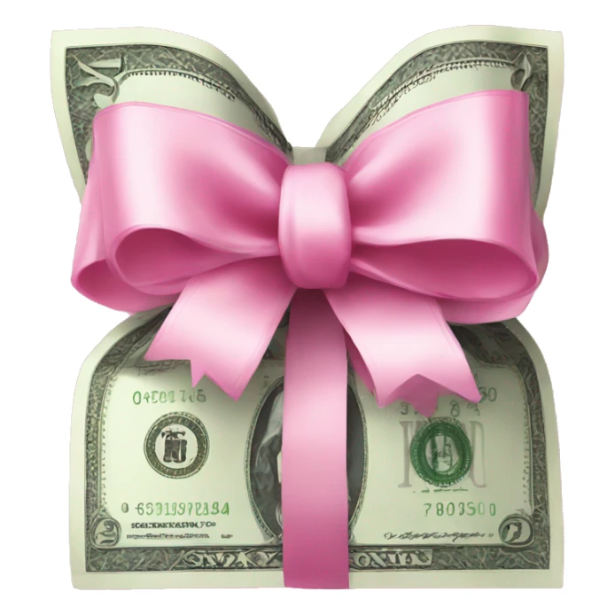 Money wrapped in a pink bow sticker