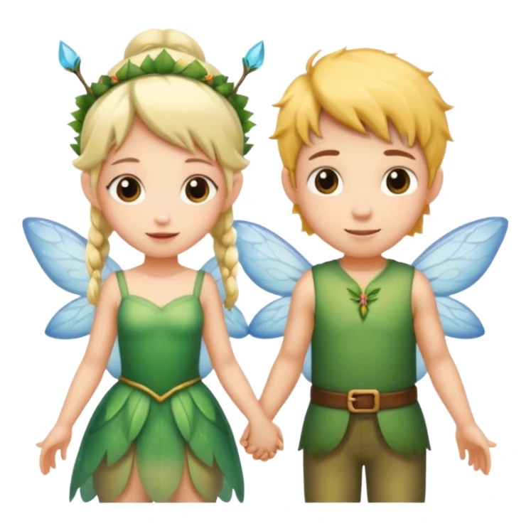 Two fairies one female, one male, holding hands  sticker