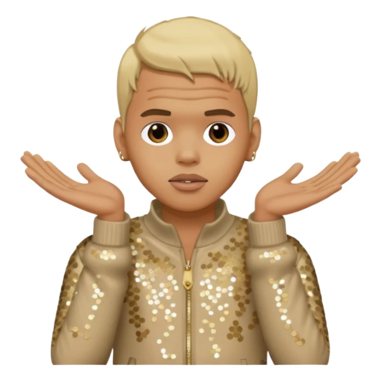 Chris Brown with blonde hair, beige sequin outfit sticker