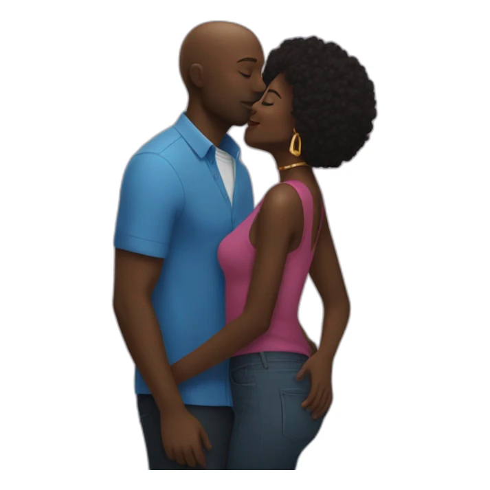 man kissing a black woman in a party sticker